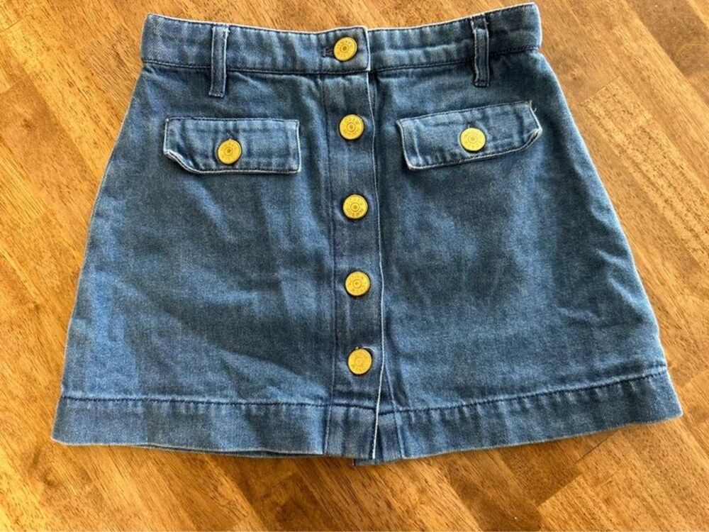 J.Crew Crewcuts Girls Denim Button Front A-Line Skirt Size 7